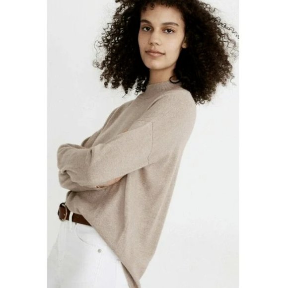 Madewell Sweaters - Madewell Ashbury Mockneck Sweater Tan Beige Merino Wool Blend Pullover NWT Small